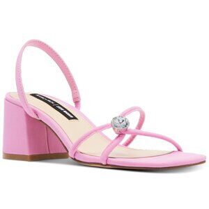 120$ Steve Madden Anya Jeweled Strappy Block Heel Sandals Size 8.5 US Pink